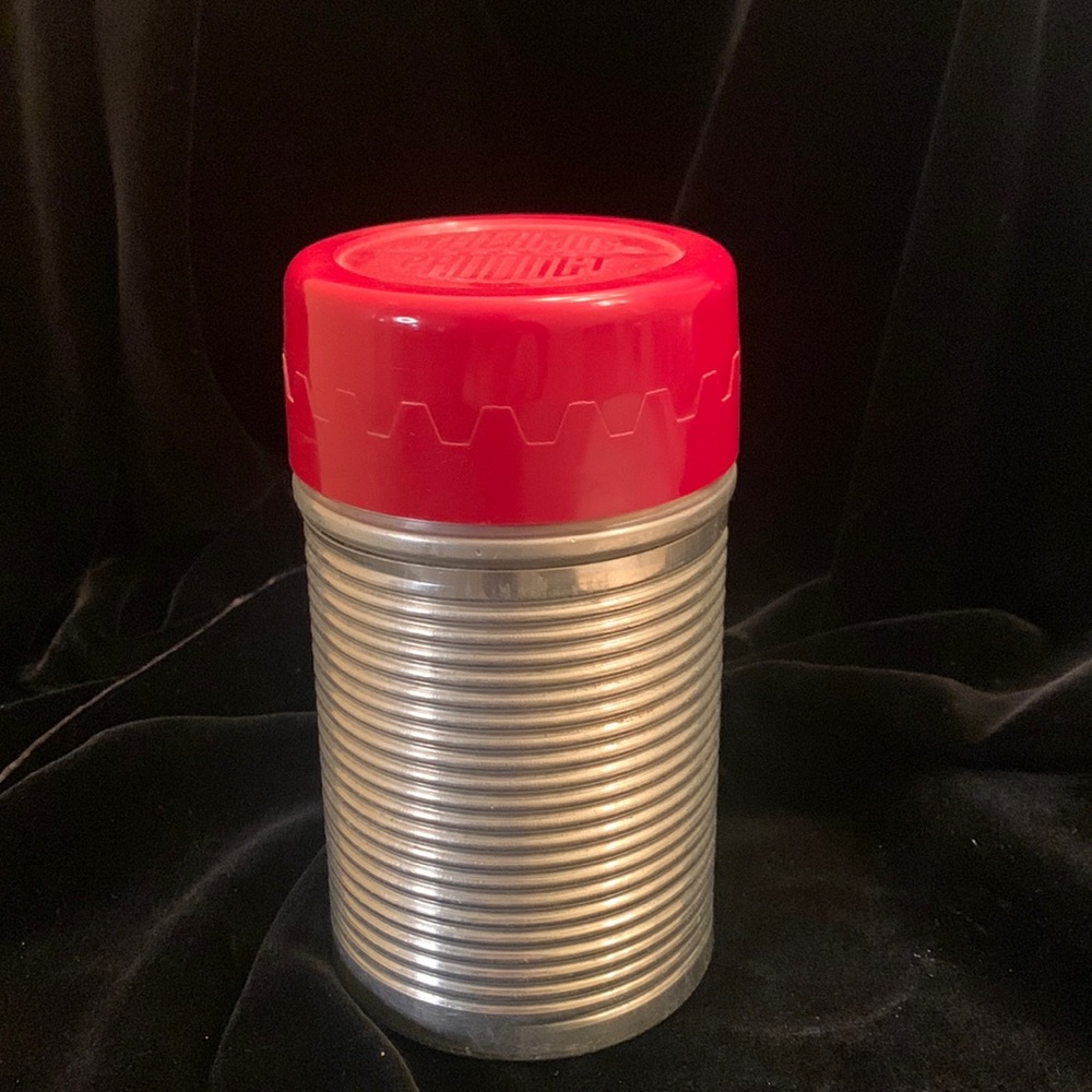 Vintage Wide Mouth Silver Metal Thermos Bottle